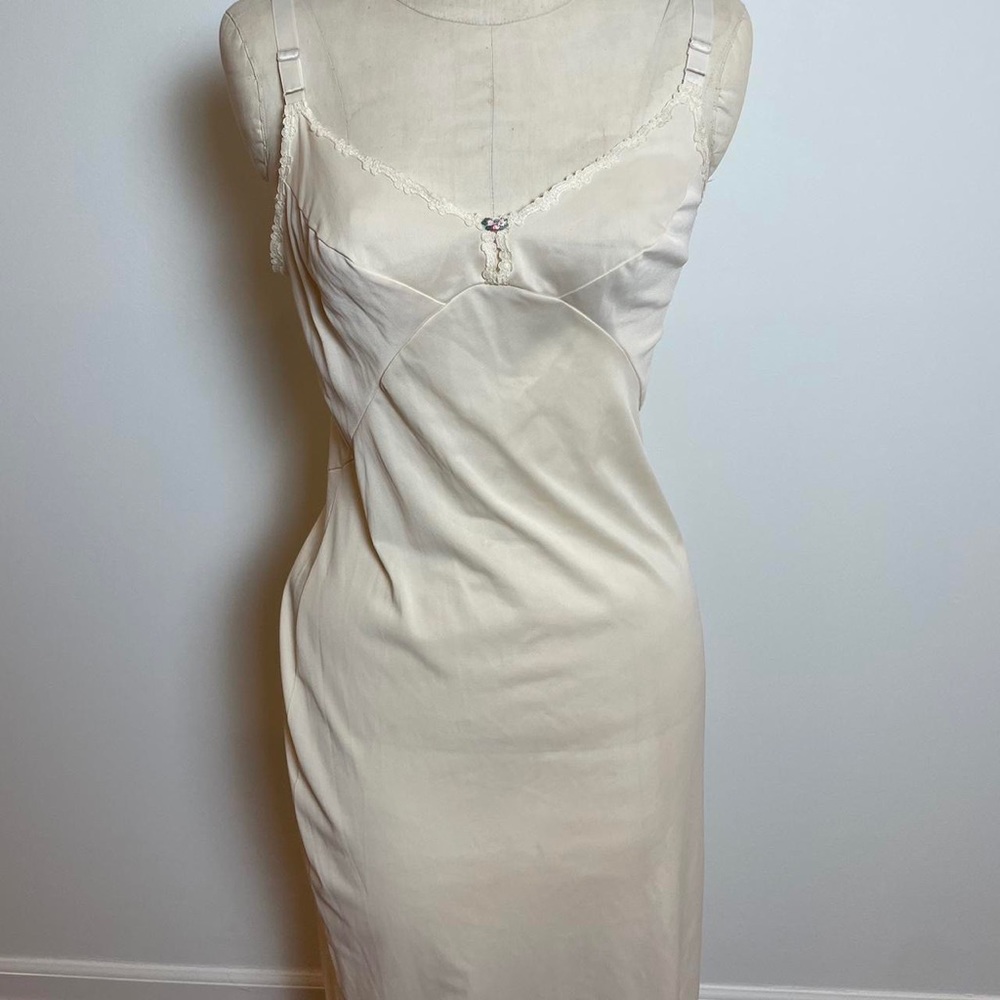 cream olga nightgown negligee slip dress with rosette